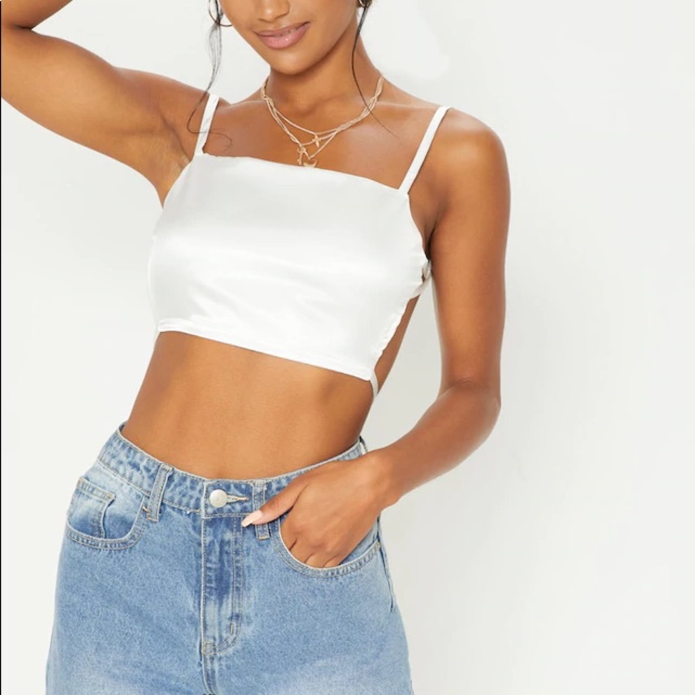 Satin Strappy Crop Top